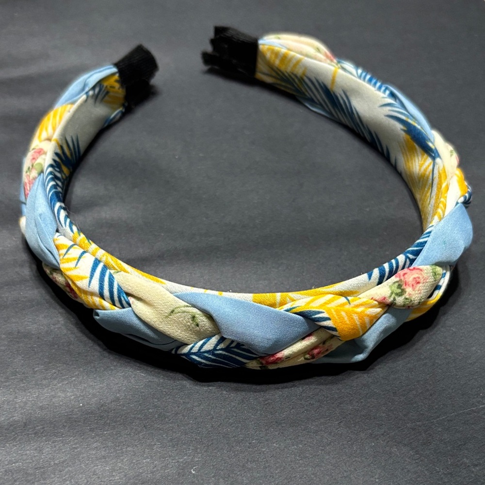 Floral Blue and Yellow Headband - Picture 5 of 6